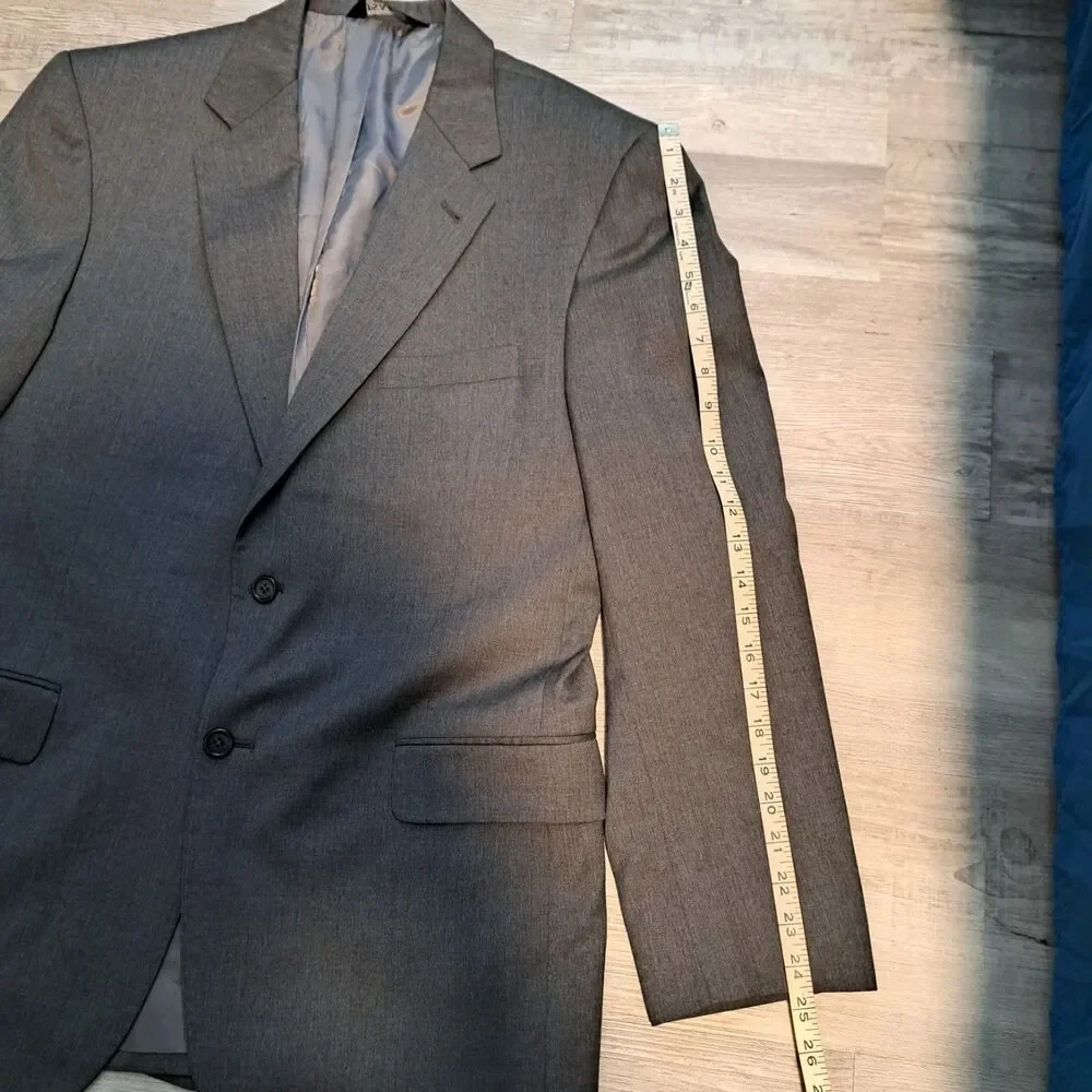 JOS A BANK GORDON Men's Sport Coat Blazer Two Button Gray Twill Wool‎ 42R